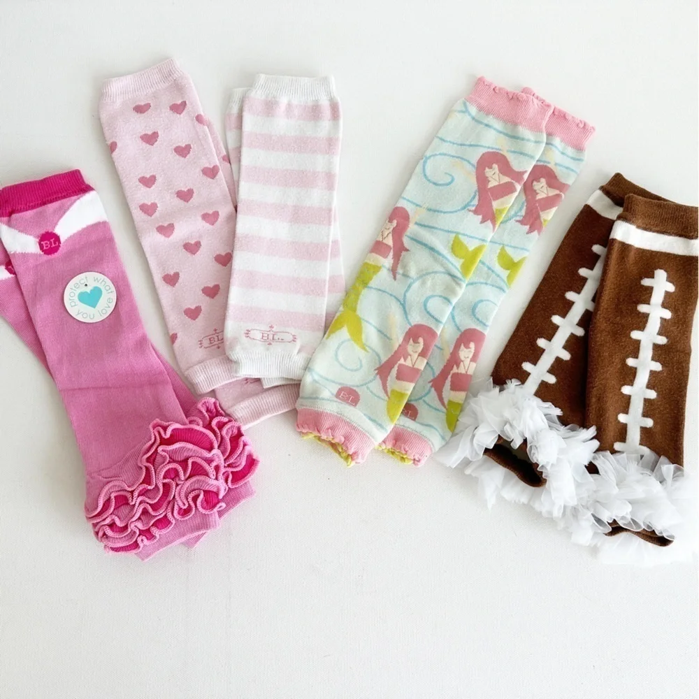 Baby Leggings Leg Warmers Girl Infant Pink Football Mermaid Ruffles lot of 5
